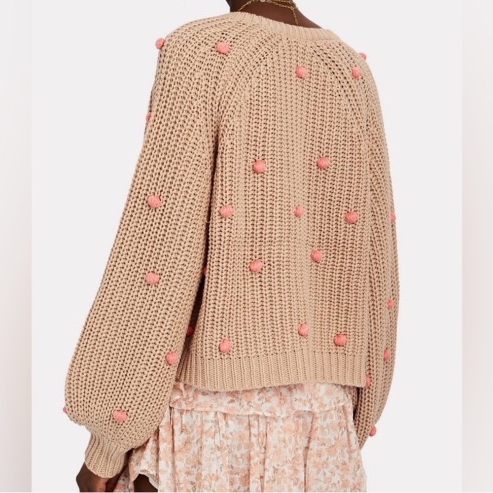 THE GREAT Bobble Sophomore Cardigan Sweater Tan/Pink NWOT 1/S - Picture 4 of 10